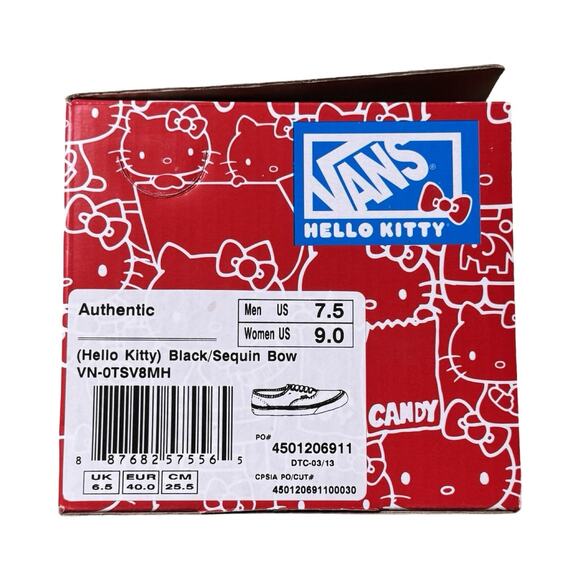 VANS x HELLO KITTY AUTHENTIC (BLACK/BOW) SHOES (MEN 7.5/WOMEN 9) NEW in BOX! - Picture 3 of 8
